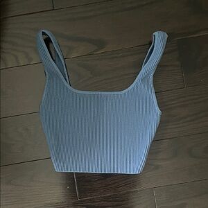 Aritzia Babaton Slate Blue Ribbed Tank Top